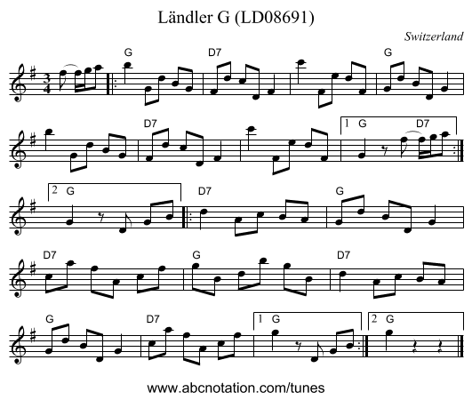 Ländler G (LD08691) - staff notation