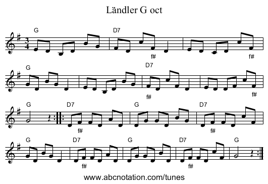 Ländler G oct - staff notation