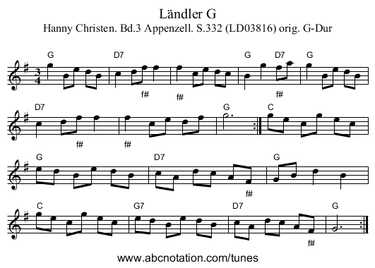 Ländler G - staff notation