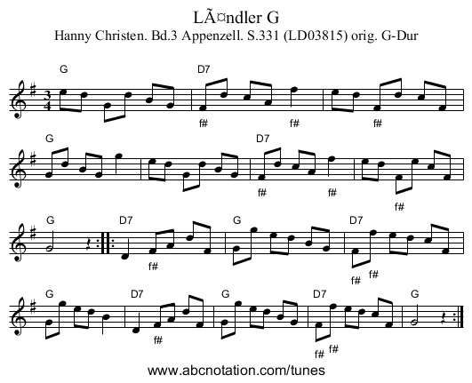 LÃ¤ndler G - staff notation