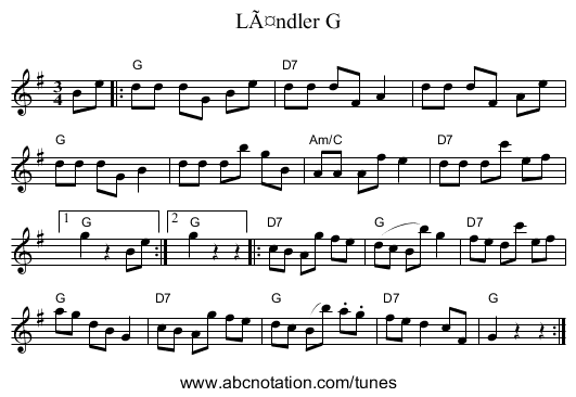 LÃ¤ndler G - staff notation