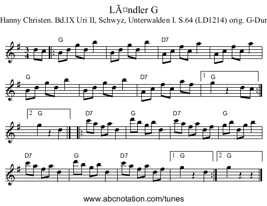 LÃ¤ndler G - staff notation