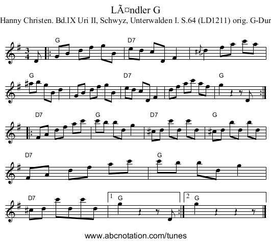 LÃ¤ndler G - staff notation