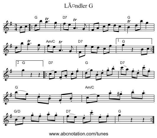 Ländler G - staff notation