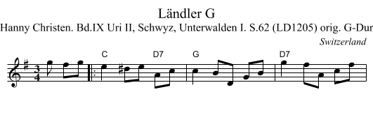 L&auml;ndler G - staff notation