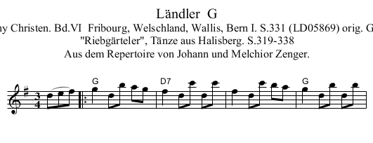 L&auml;ndler  G - staff notation