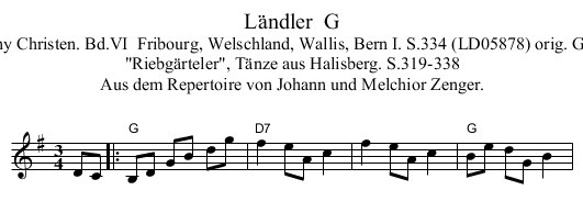 L&auml;ndler  G - staff notation