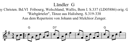 L&auml;ndler  G - staff notation