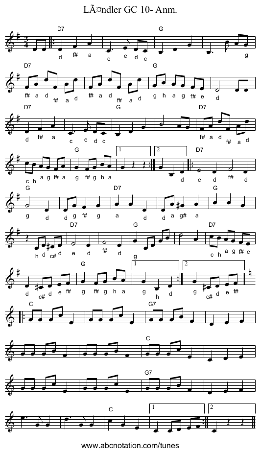 Ländler GC 10- Anm. - staff notation