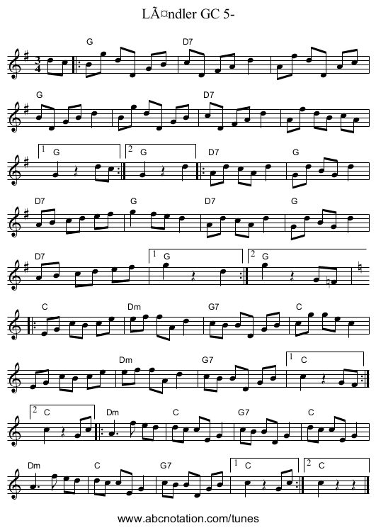 Ländler GC 5- - staff notation