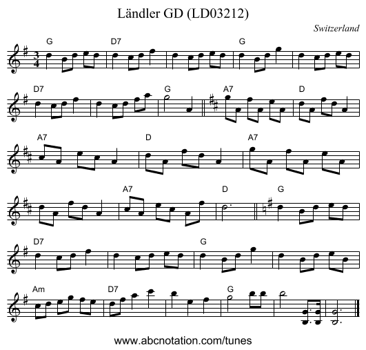 Ländler GD (LD03212) - staff notation