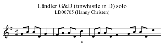 L&auml;ndler G&D (tinwhistle in D) solo - staff notation