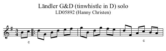 L&auml;ndler G&D (tinwhistle in D) solo - staff notation