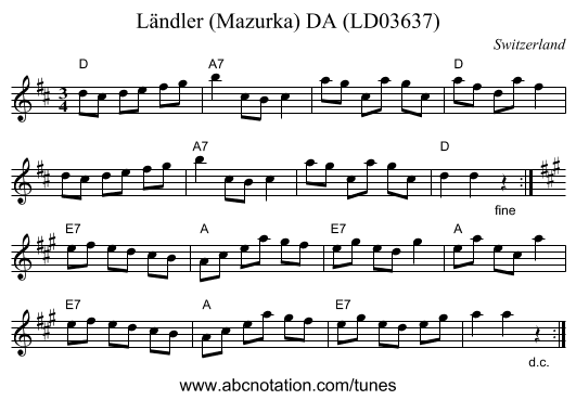 Ländler (Mazurka) DA (LD03637) - staff notation