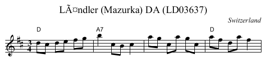 LÃ¤ndler (Mazurka) DA (LD03637) - staff notation