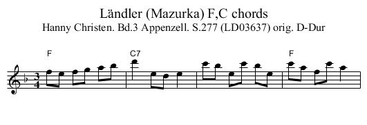 Ländler (Mazurka) F,C chords - staff notation