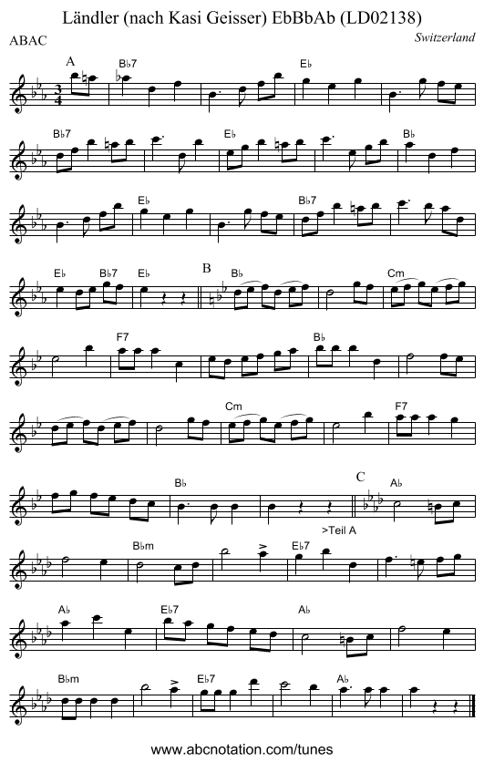 Ländler (nach Kasi Geisser) EbBbAb (LD02138) - staff notation