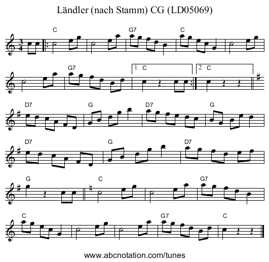 Ländler (nach Stamm) CG (LD05069) - staff notation