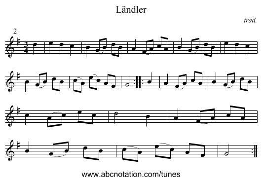 Ländler - staff notation