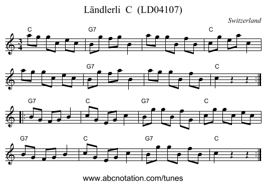 Ländlerli C (LD04107) - staff notation