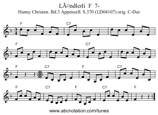 Ländlerli F 7- - staff notation