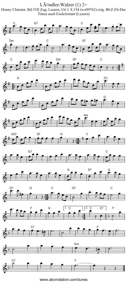 LÃ¤ndler-Walzer (1) 2+ - staff notation