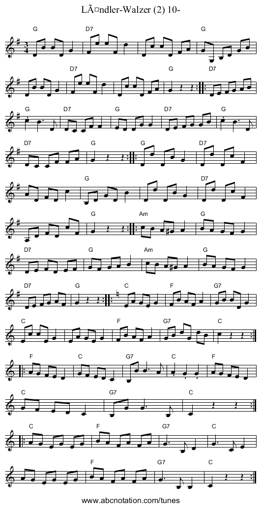 LÃ¤ndler-Walzer (2) 10- - staff notation