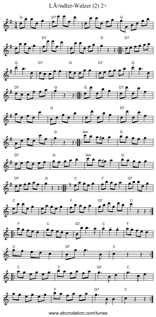 Ländler-Walzer (2) 2+ - staff notation