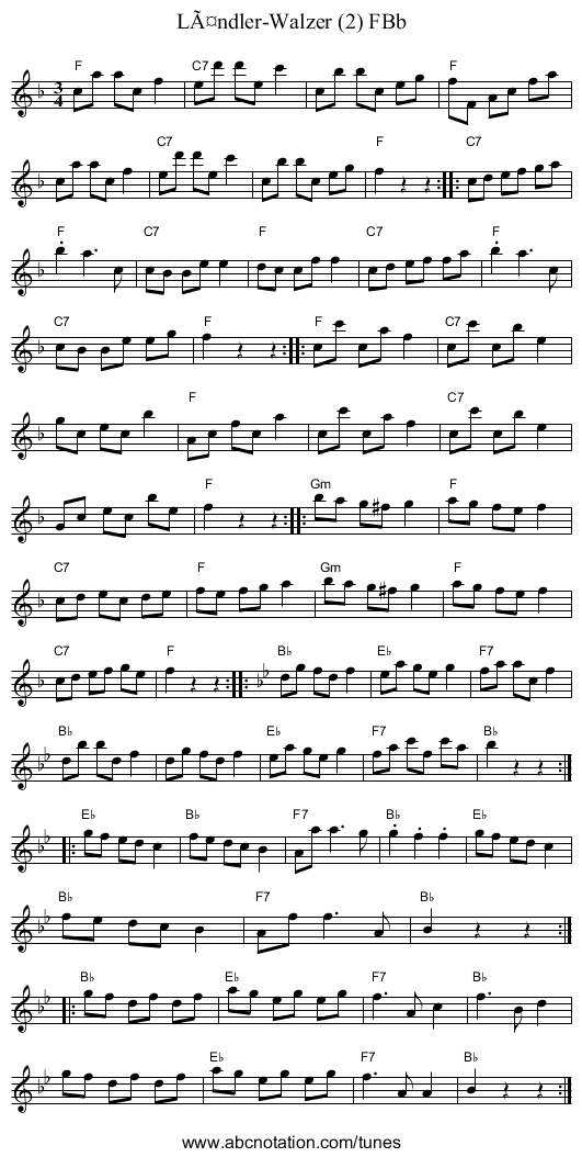 LÃ¤ndler-Walzer (2) FBb - staff notation