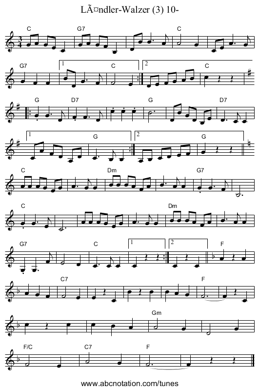 LÃ¤ndler-Walzer (3) 10- - staff notation