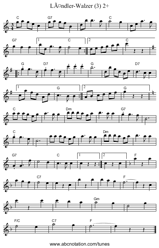 LÃ¤ndler-Walzer (3) 2+ - staff notation