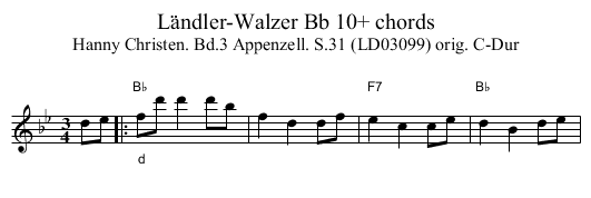 Ländler-Walzer Bb 10+ chords - staff notation