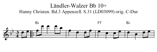 Ländler-Walzer Bb 10+ - staff notation