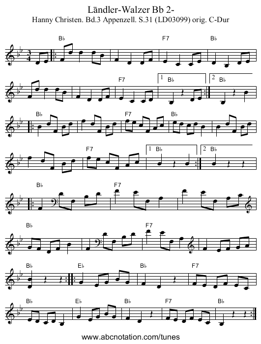 Ländler-Walzer Bb 2- - staff notation