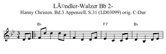 LÃ¤ndler-Walzer Bb 2- - staff notation