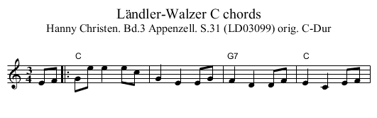 Ländler-Walzer C chords - staff notation