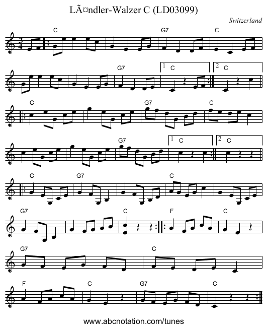 Ländler-Walzer C (LD03099) - staff notation
