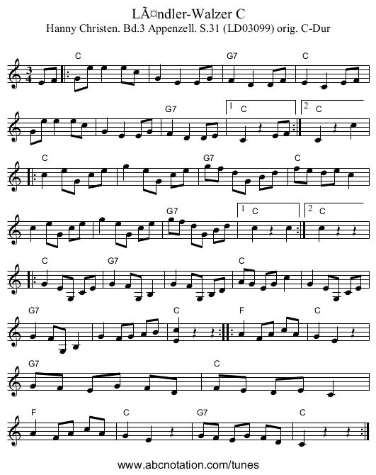 Ländler-Walzer C - staff notation