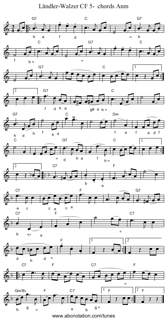 Ländler-Walzer CF 5- chords Anm - staff notation