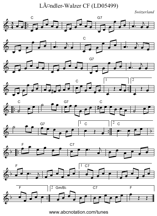 LÃ¤ndler-Walzer CF (LD05499) - staff notation
