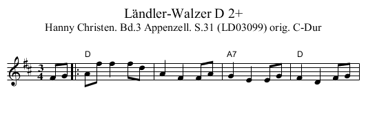 Ländler-Walzer D 2+ - staff notation