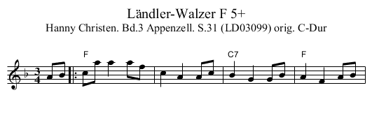 Ländler-Walzer F 5+ - staff notation