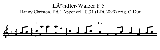 LÃ¤ndler-Walzer F 5+ - staff notation