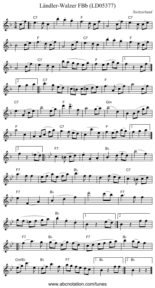 Ländler-Walzer FBb (LD05377) - staff notation
