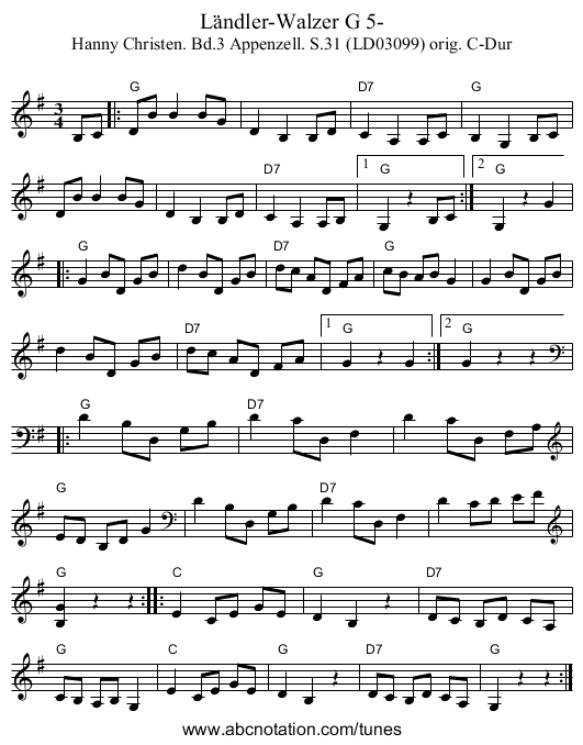 Ländler-Walzer G 5- - staff notation