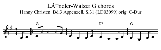 LÃ¤ndler-Walzer G chords - staff notation