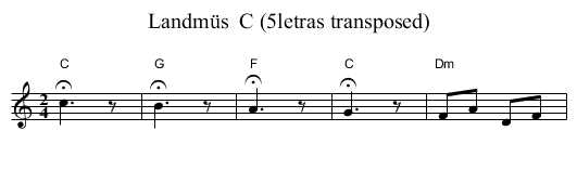 Landm&uuml;s  C (5letras transposed) - staff notation