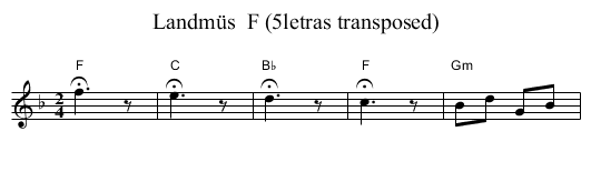 Landm&uuml;s  F (5letras transposed) - staff notation