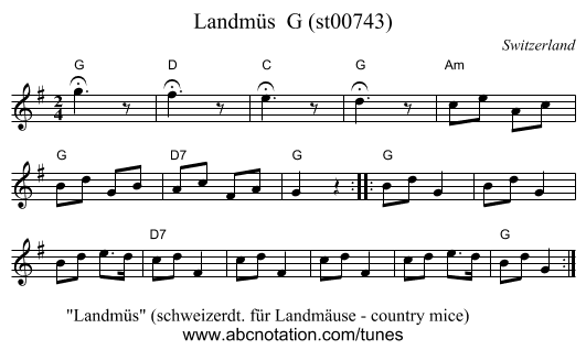Landmüs  G (st00743) - staff notation