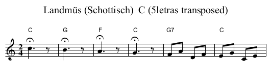 Landm&uuml;s (Schottisch)  C (5letras transposed) - staff notation